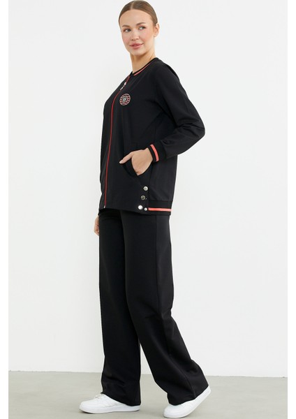 Çıtçıt Detaylı Ribanalı Eşofman Takım - Siyah indirimleri