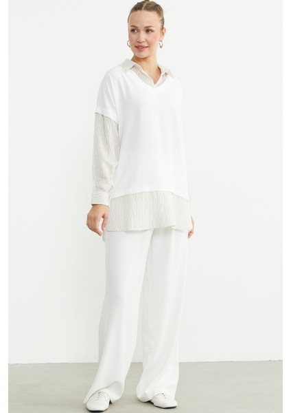Bluz Kombinli Oversize Gömlek - Vizon fiyatları