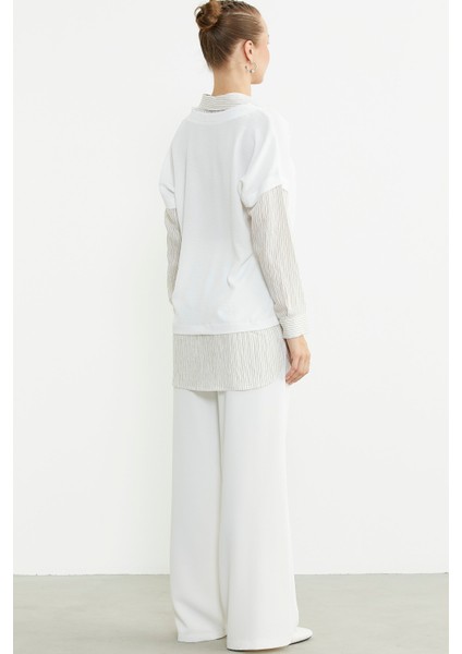 Bluz Kombinli Oversize Gömlek - Vizon indirimleri