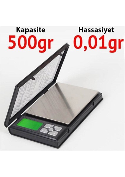 Notebook Kapaklı Cep Terazisi - Hassasiyet: 0,01 Gr. Max: 500 Gr. fiyatları