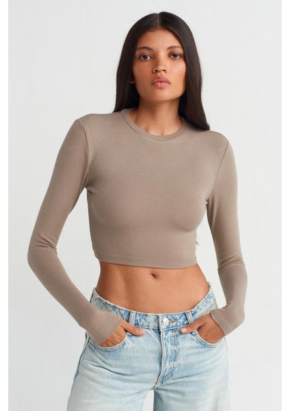 Uzun Kollu Vizon Kadın Crop 31236-2K5 modelleri