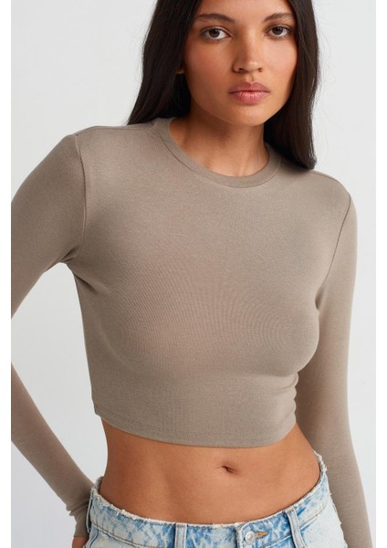 Uzun Kollu Vizon Kadın Crop 31236-2K5 fırsatları