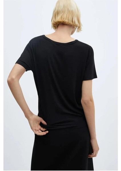 V Yaka Kısa Kollu Siyah Kadın Bluz 0021-2Y5 modelleri