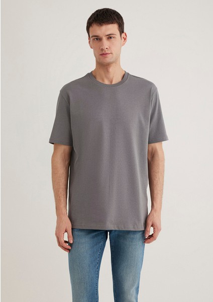 Bisiklet Yaka Gri Basic Tişört 0611596-80020 modelleri