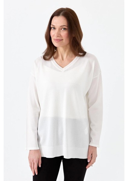 V Yaka Fitilli Ekru Kadın Bluz 20352-2Y5 fiyatları