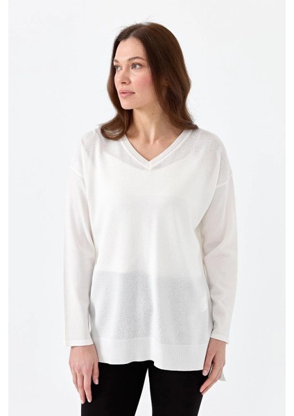 V Yaka Fitilli Ekru Kadın Bluz 20352-2Y5 indirimleri