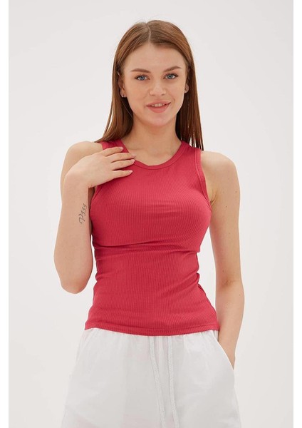 Kolsuz Sıfır Yaka Mercan Kadın Crop 0479-2Y5