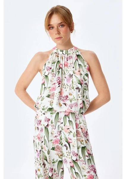 Koton Çiçek Desenli Pembe Kadın Bluz 5SAK6019OUW-2Y5