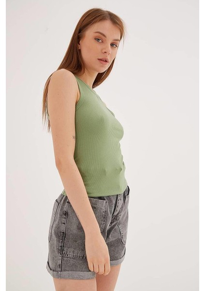 Kolsuz Sıfır Yaka Yeşil Kadın Crop 0479-2Y5 modelleri