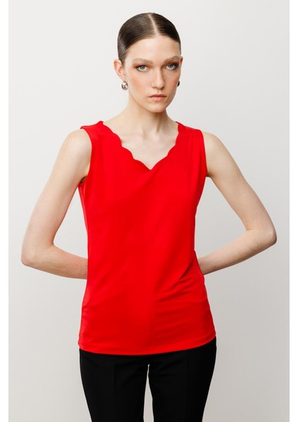 Dilim Yaka Basic Kırmızı Kadın Bluz 51315-2Y5 fiyatları