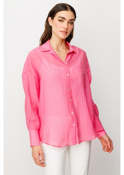 Astarsız Düğmeli Pembe Gömlek 3020-2Y5 modelleri