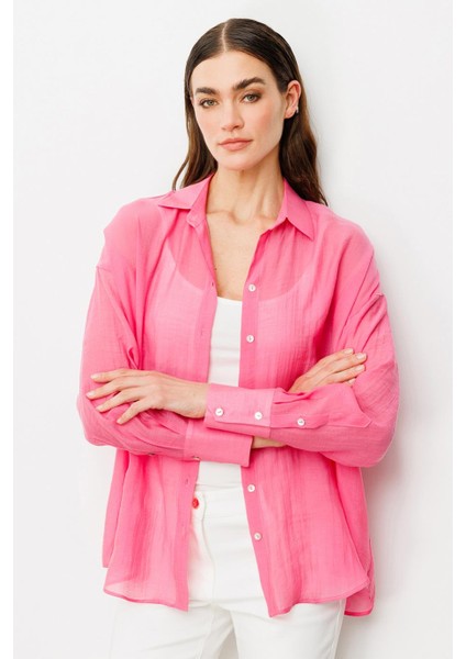 Astarsız Düğmeli Pembe Gömlek 3020-2Y5 indirimleri