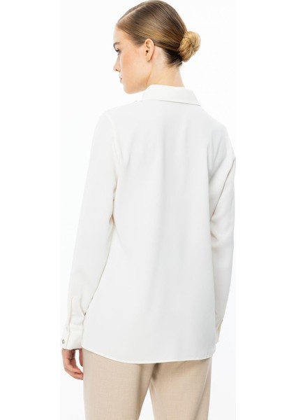 Çift Kapak Cepli Düğmeli Ekru Kadın Bluz 3026-2Y5 indirimleri