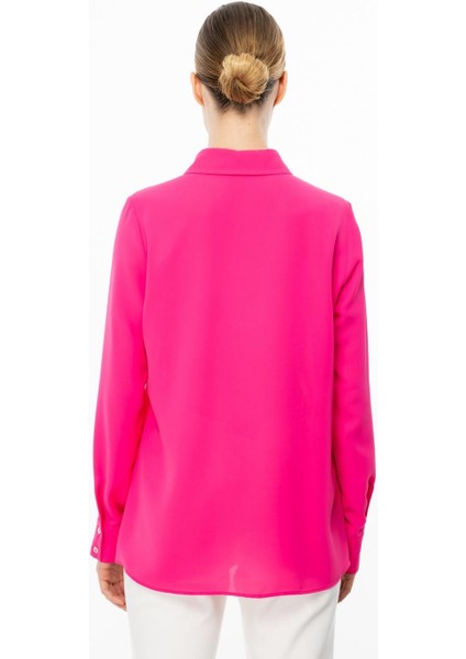 Çift Kapak Cepli Düğmeli Pembe Kadın Bluz 3026-2Y5 indirimleri