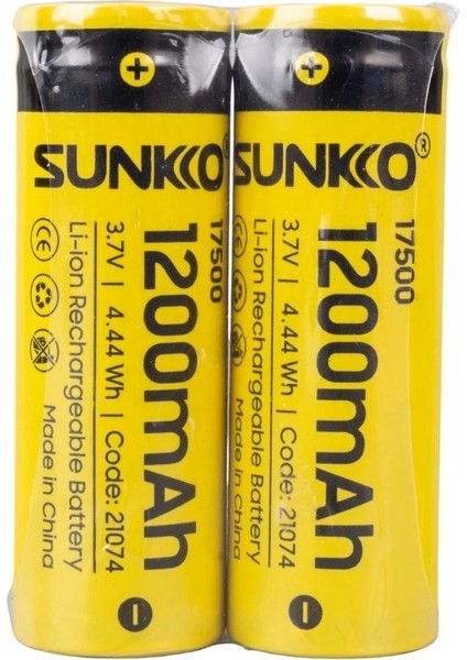 Sunkko 3.7 Volt 1200 Mah 17500 Şarj Edilebilir Pil (Tekli)