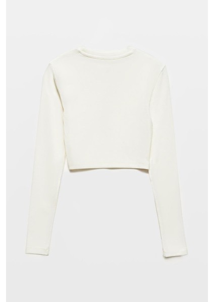 Uzun Kollu Ekru Kadın Crop 31236-2K5 fiyatları