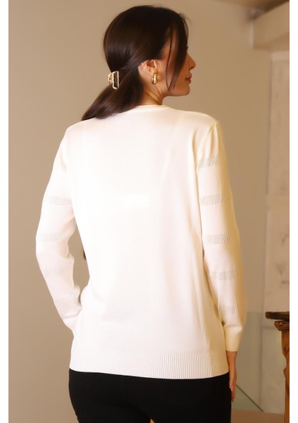 Bisiklet Yaka Ekru Kadın Triko Kazak 5631-2K5 fırsatları