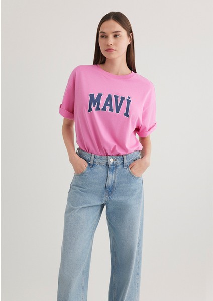 Mavi Logo Baskılı Pembe Tişört 1600843-71033