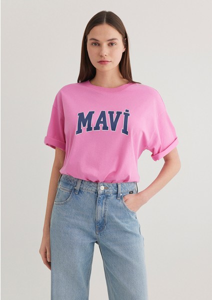 Mavi Logo Baskılı Pembe Tişört 1600843-71033 fiyatları