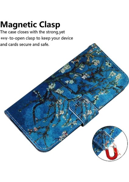 IPhone 15 Için Flip Case Artı Pu Deri Manyetik Kapatma Boyalı Cüzdan (Yurt Dışından)
