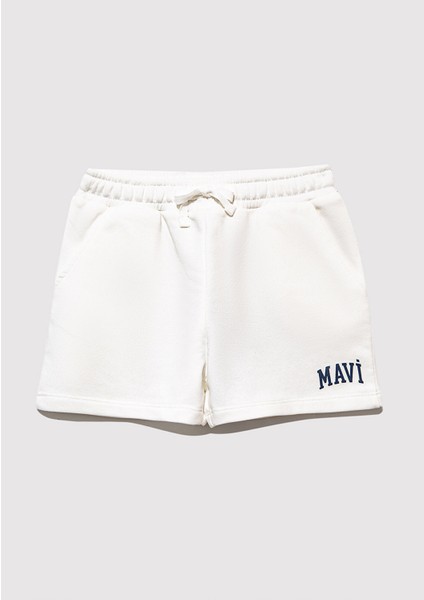 Mavi Logo Baskılı Beyaz Şort 7410002-70057 fiyatları