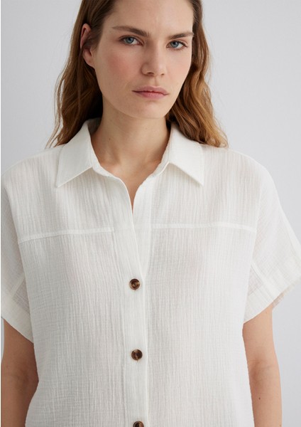 Dokulu Ekru Gömlek 1210758-70057 indirimleri