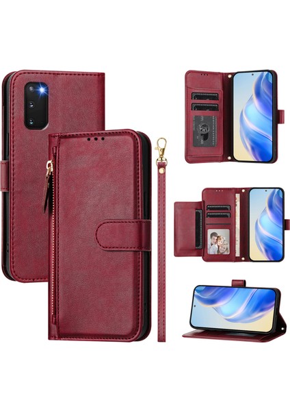 Samsung Galaxy S20 Için Flip Kılıf Koruma Yumuşak Pu Deri Fermuarlı Cüzdan Kılıfı Kart Tutucu ile (Yurt Dışından)