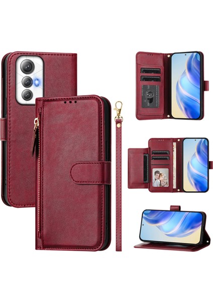 Cubot Max 5 Için Flip Kılıf Koruma Yumuşak Pu Deri Fermuarlı Cüzdan Kılıfı Kart Tutucu ile (Yurt Dışından)