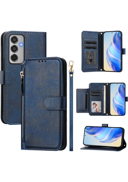 Samsung Galaxy M35 5g Için Flip Kılıf Koruma Yumuşak Pu Deri Fermuarlı Cüzdan Kılıfı Kart Tutucu ile (Yurt Dışından)
