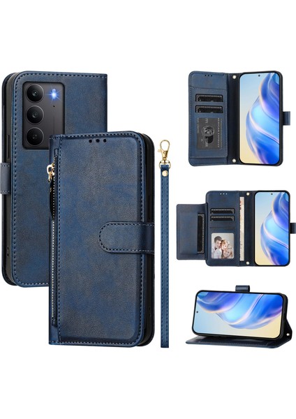 Realme C75 4g Için Flip Kılıf Koruma Yumuşak Pu Deri Fermuarlı Cüzdan Kılıfı Kart Tutucu ile (Yurt Dışından)