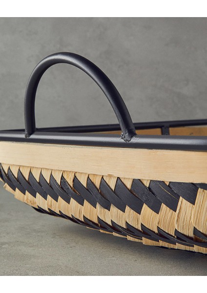 Bamboo Dekoratif Tepsi Natural-Siyah 53,5 x 33 x 15 cm fiyatları