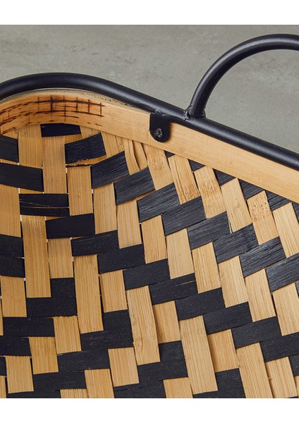 Bamboo Dekoratif Tepsi Natural-Siyah 53,5 x 33 x 15 cm modelleri