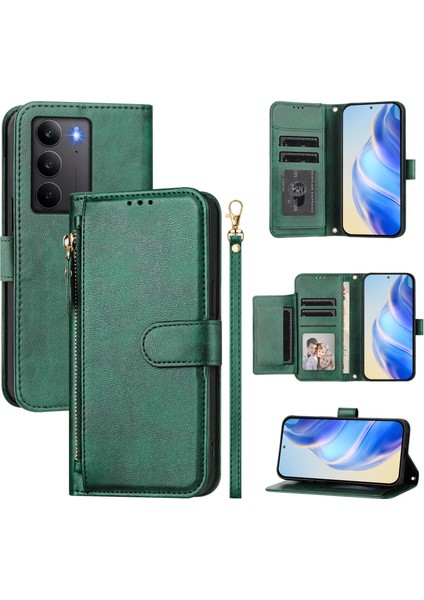Realme C75 4g Için Flip Kılıf Koruma Yumuşak Pu Deri Fermuarlı Cüzdan Kılıfı Kart Tutucu ile (Yurt Dışından)