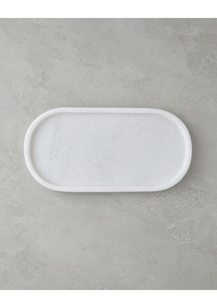 Medusa Mermer Tekli Dekoratif Tepsi Beyaz 30 x 15 cm