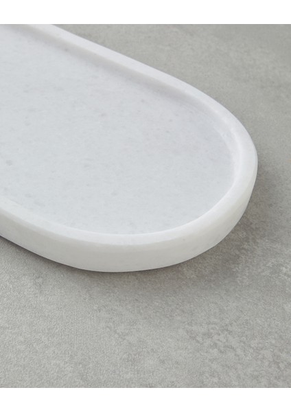Medusa Mermer Tekli Dekoratif Tepsi Beyaz 30 x 15 cm modelleri