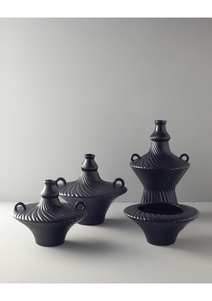 Crown Seramik Vazo 28 x 28 x 13 cm Antrasit
