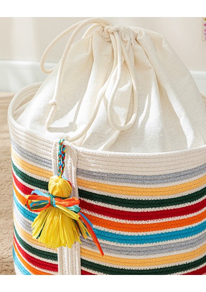 Çizgili Pamuk Sepet Örgü Oyuncak Sepeti 35 x 30 cm Multicolor modelleri