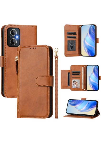 Oneplus Nord N20 5g Için Flip Kılıf Koruma Yumuşak Pu Deri Fermuarlı Cüzdan Kılıfı Kart Tutucu ile (Yurt Dışından)
