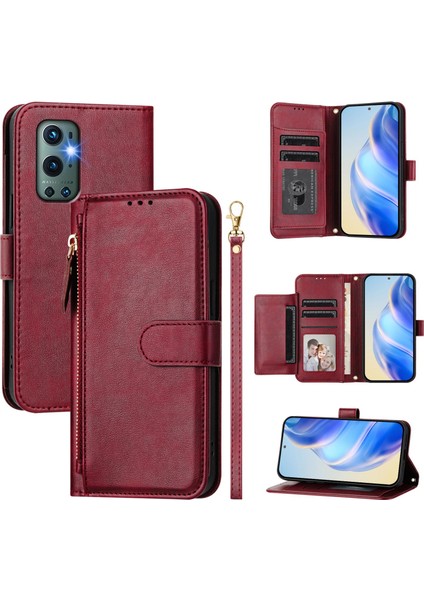 Oneplus 9 Pro Için Flip Kılıf Koruma Yumuşak Pu Deri Fermuarlı Cüzdan Kılıfı Kart Tutucu ile (Yurt Dışından)