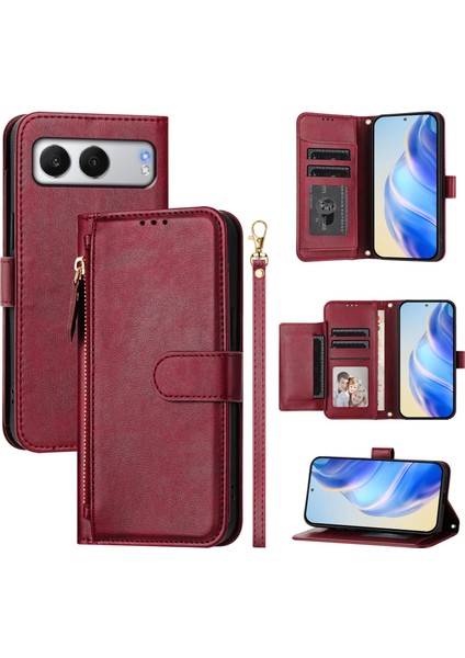 Oneplus Nord 4 5g Için Flip Kılıf Koruma Yumuşak Pu Deri Fermuarlı Cüzdan Kılıfı Kart Tutucu ile (Yurt Dışından)