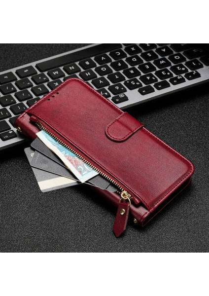 Oneplus 11 Için Flip Kılıf Koruma Yumuşak Pu Deri Fermuarlı Cüzdan Kılıfı Kart Tutucu ile (Yurt Dışından)