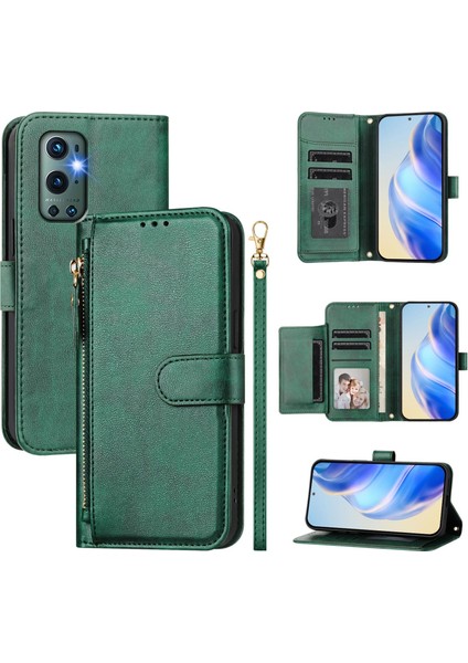 Oneplus 9 Pro Için Flip Kılıf Koruma Yumuşak Pu Deri Fermuarlı Cüzdan Kılıfı Kart Tutucu ile (Yurt Dışından)