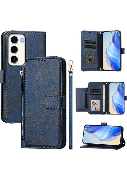 Samsung Galaxy S23 Için Flip Kılıf Koruma Yumuşak Pu Deri Fermuarlı Cüzdan Kılıfı Kart Tutucu ile (Yurt Dışından)