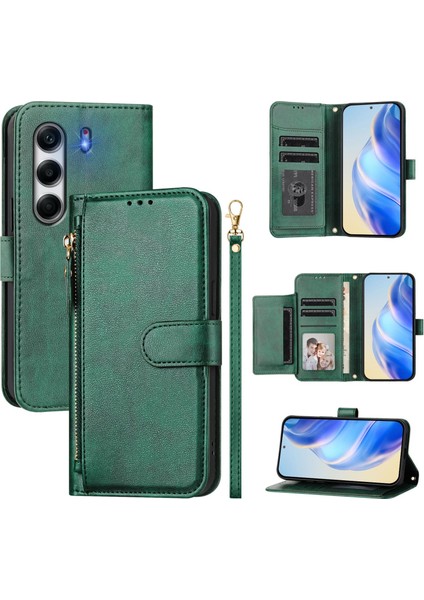Tecno Camon 40 Pro 4g Için Flip Kılıf Koruma Yumuşak Pu Deri Fermuarlı Cüzdan Kılıfı Kart Tutucu ile (Yurt Dışından)