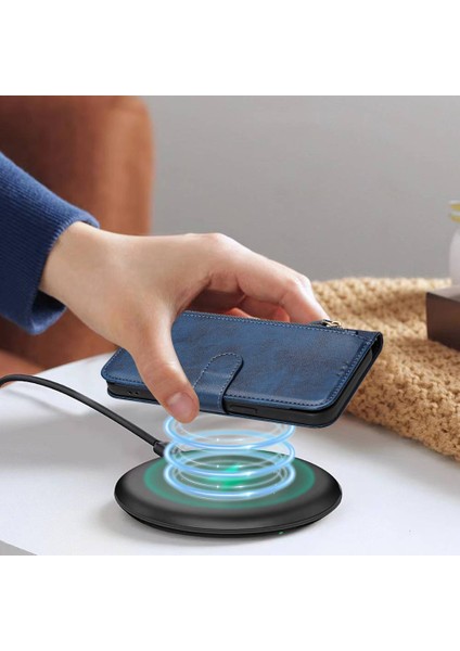 Boost Mobıle Celero 5g Sc Için Flip Kılıf Koruma Yumuşak Pu Deri Fermuarlı Cüzdan Kılıfı Kart Tutucu ile (Yurt Dışından)