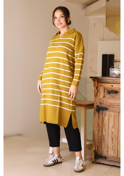 Yanları Yırtmaçlı Uzun Kollu Asit Kadın Elbise 5172-2K5 fiyatları