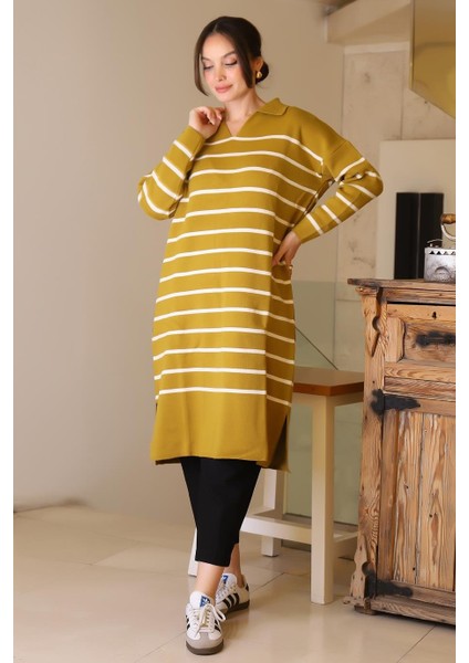 Yanları Yırtmaçlı Uzun Kollu Asit Kadın Elbise 5172-2K5 fırsatları