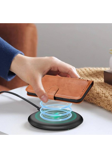 Vıvo Y03 4G/Y18 4g Için Flip Kılıf Koruma Yumuşak Pu Deri Fermuarlı Cüzdan Kılıfı Kart Tutucu ile (Yurt Dışından)