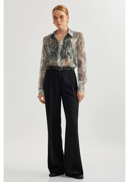 Uzun Kollu Fırfırlı Siyah Kadın Gömlek 5SAK60185UW-2Y5 fiyatları