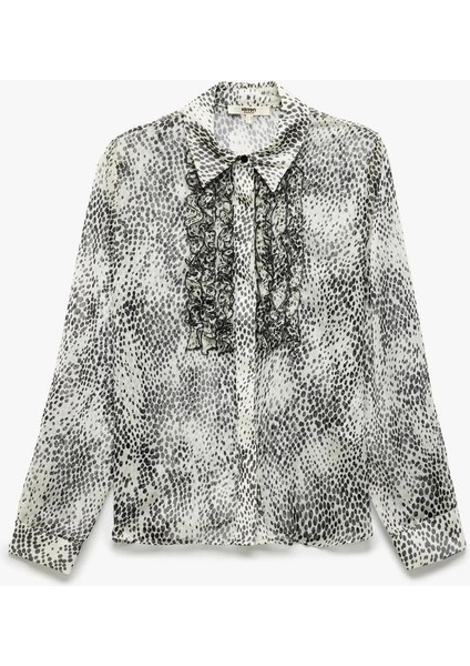 Uzun Kollu Fırfırlı Siyah Kadın Gömlek 5SAK60185UW-2Y5 modelleri